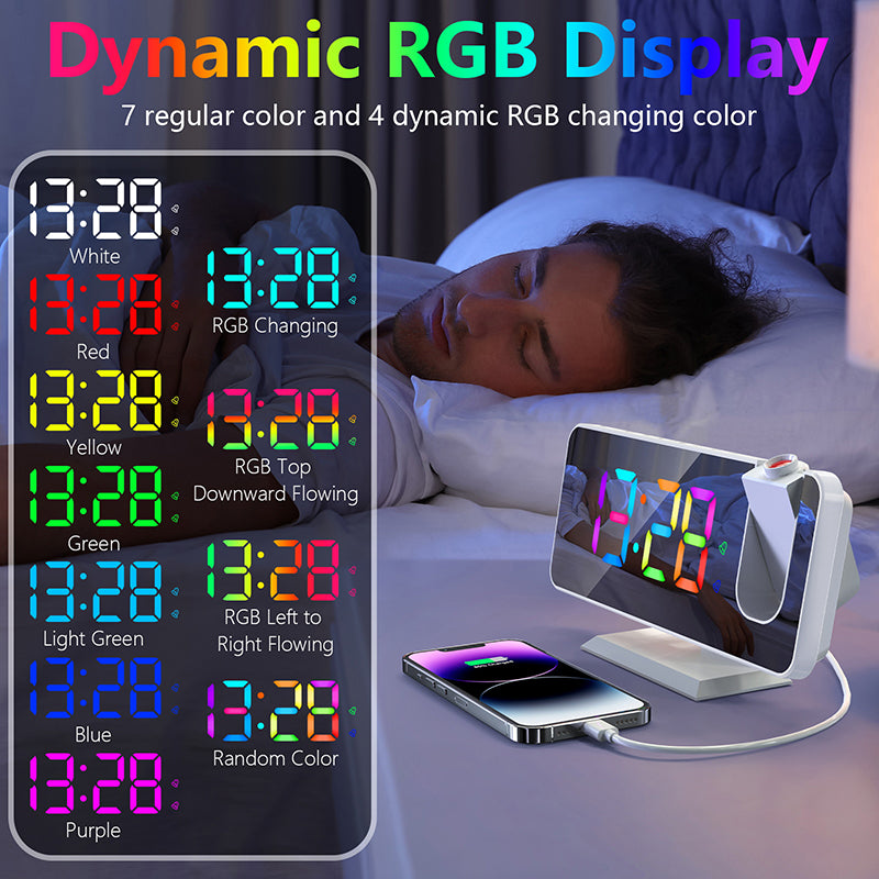 Mirrored Alarm Clock w/ projector