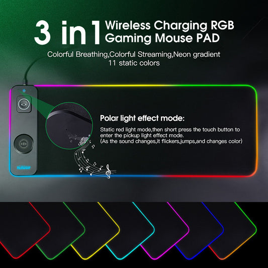 Rgb 3 in 1 Gaming Mouse Pad + phone charger