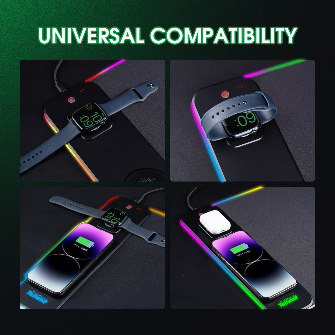 Rgb 3 in 1 Gaming Mouse Pad + phone charger