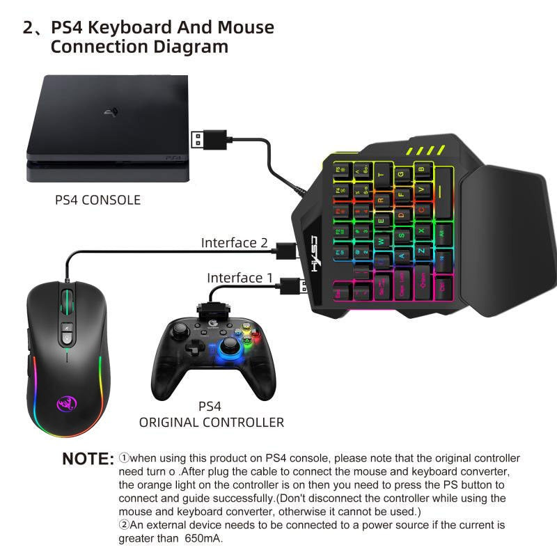 V500 Gaming Half-key w/mouse and controller adapter