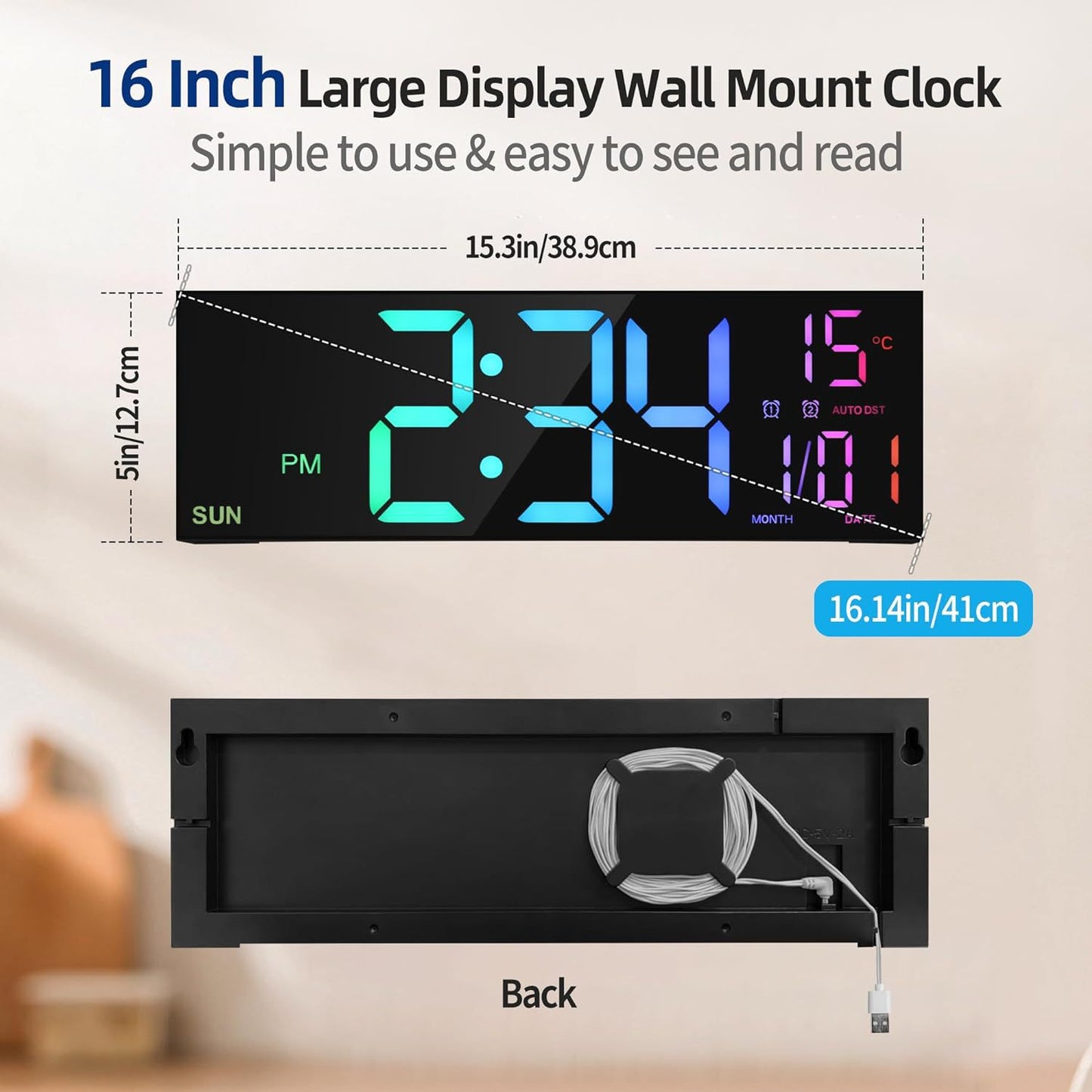 LED Wall Clock w/remote